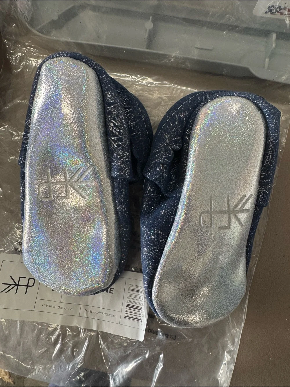 Freshly Picked Navy Speckle Mary Jane in Fireworks Baby Shoes Sz 4